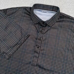 Collars & Co Dress Collar Polo Mens XL Black Gingham Check Performance Shirt